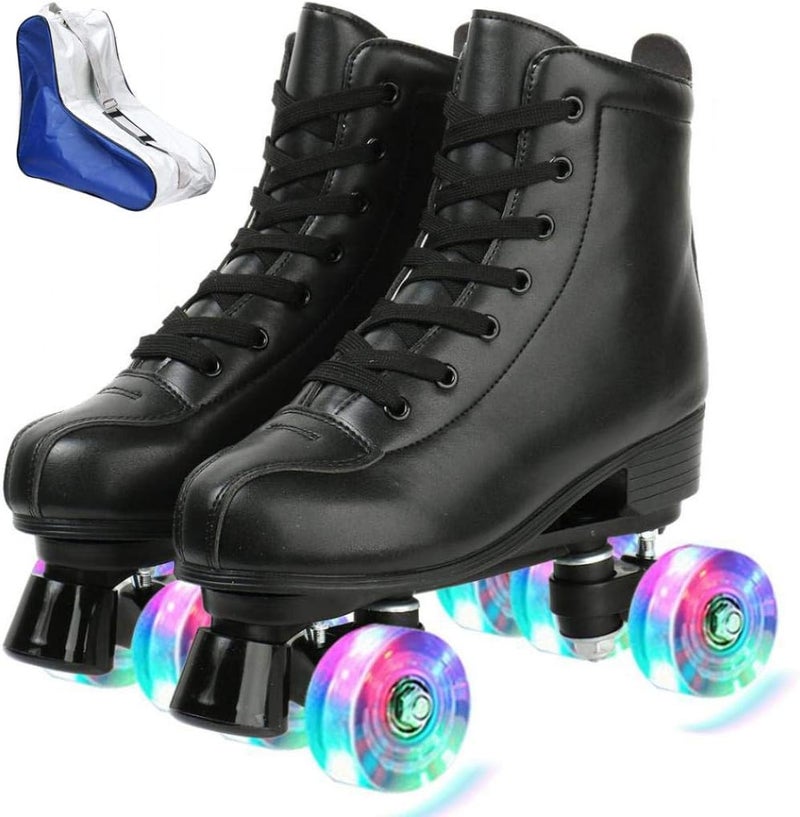 XUDREZ High-Top PU Leather Roller Skates with Flash Wheels and Carry Bag - Image 1