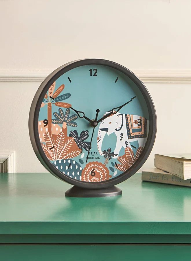 تشومباك Teal by Chumbak |Ele Garden Table and Wall clock