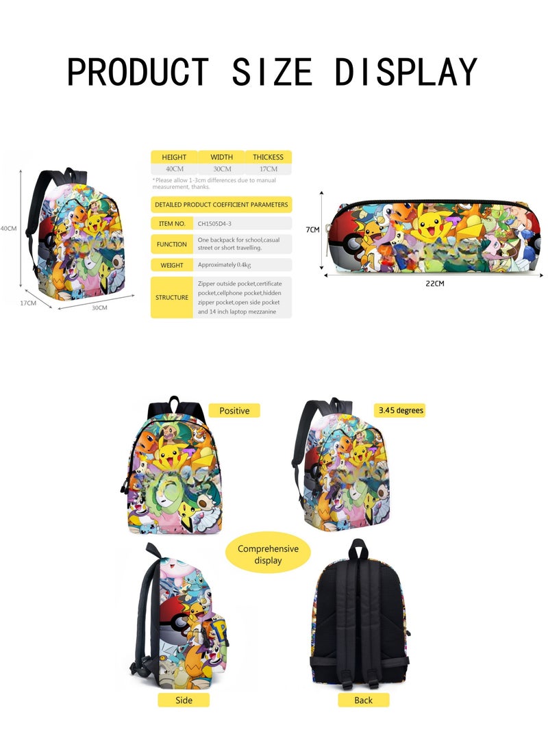 Super Mario Mario Cartoon Backpack Super Mario Student Schoolbag Pencil Case Two-piece Set - Image 2