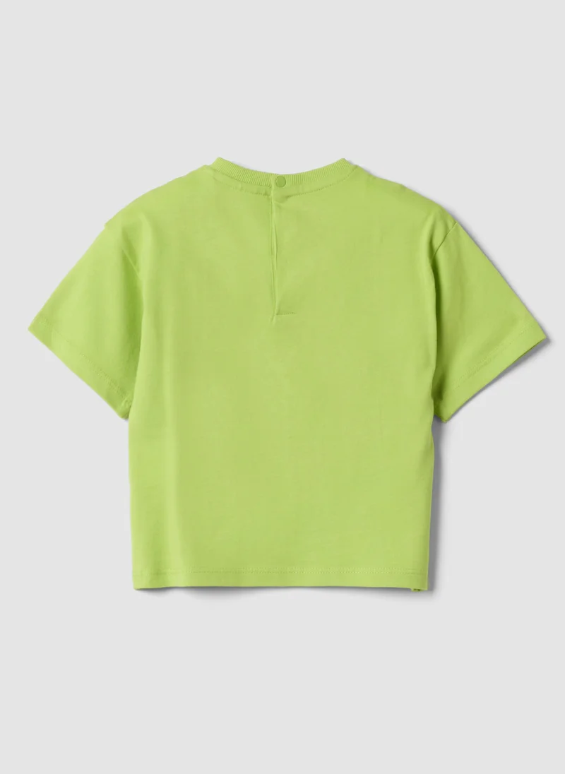 او في اس OVS Green Short-Sleeve Pure Cotton T-Shirt