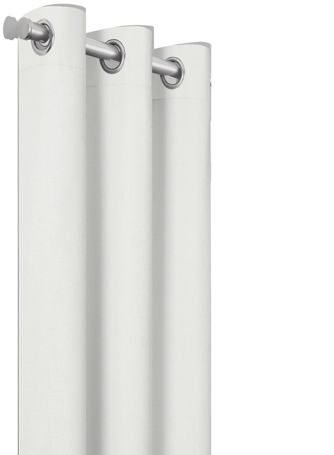 إكليبس ستائر إكليبس بيمبروك المعتمة بنسبة 100%، مصنوعة من الكتان الصناعي، مزودة بحلقات معدنية، طولها 84 بوصة وعرضها 42 بوصة، عازلة للحرارة والضوضاء، مناسبة لغرفة المعيشة وغرفة النوم، قطعتان، لون أبيض، 84 بوصة × 42 بوصة - Image 5