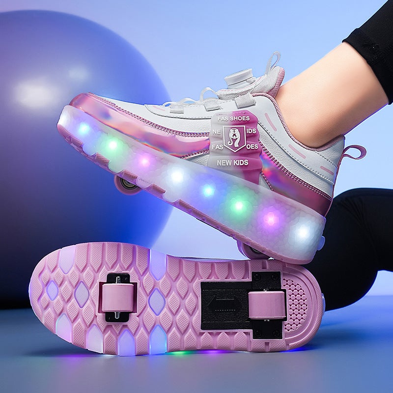 Manufacturer'S Specially Designed For Four-Wheel Heelys, Kidsren'S Luminous Pulley Shoes, Boys And Girls' Skates, Deformed Wheel Shoes - Image 2