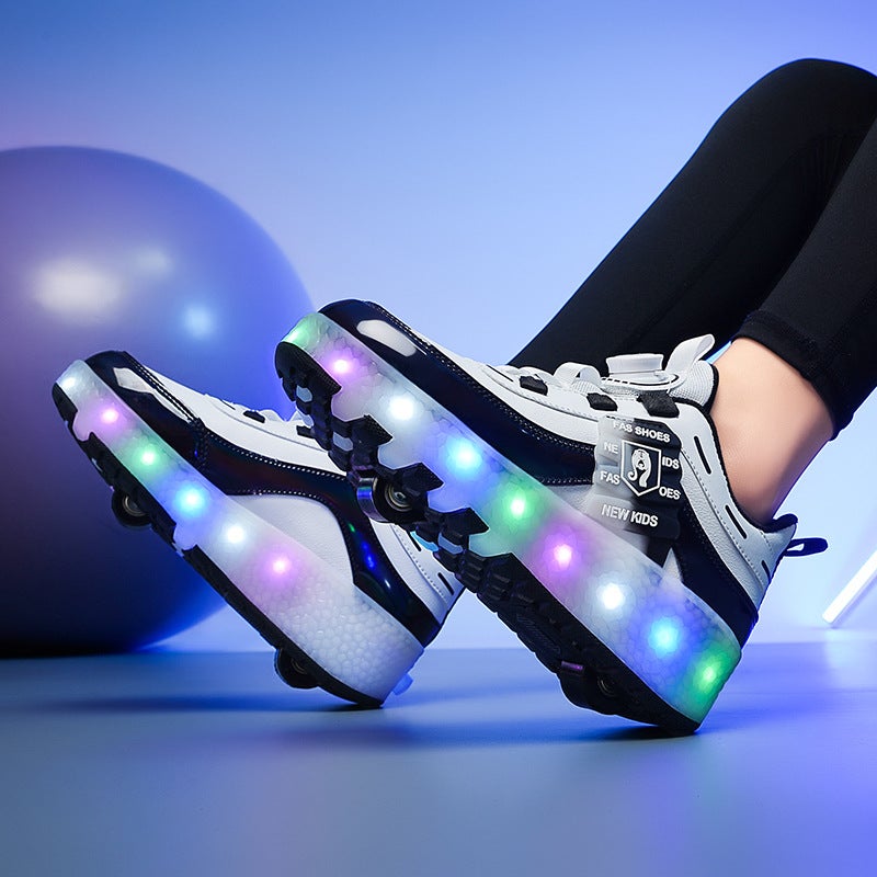 Manufacturer'S Specially Designed For Four-Wheel Heelys, Kidsren'S Luminous Pulley Shoes, Boys And Girls' Skates, Deformed Wheel Shoes - Image 5