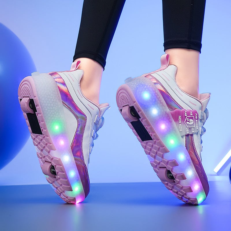 Manufacturer'S Specially Designed For Four-Wheel Heelys, Kidsren'S Luminous Pulley Shoes, Boys And Girls' Skates, Deformed Wheel Shoes - Image 3