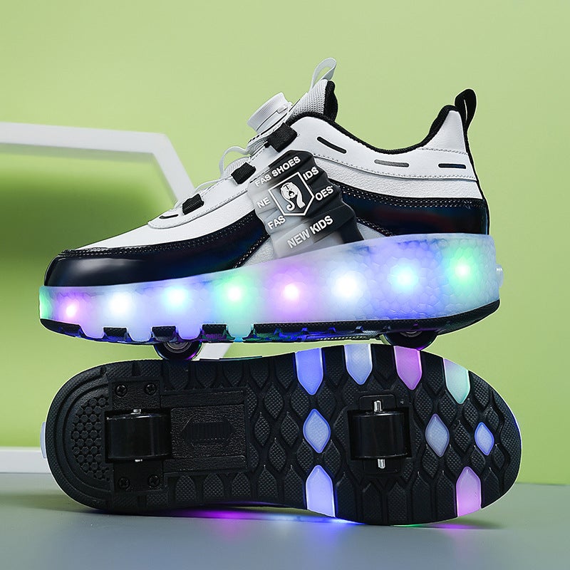 Manufacturer'S Specially Designed For Four-Wheel Heelys, Kidsren'S Luminous Pulley Shoes, Boys And Girls' Skates, Deformed Wheel Shoes - Image 4