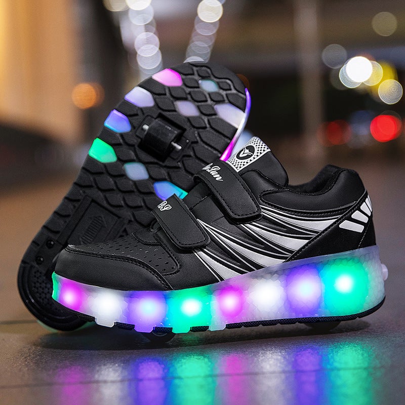 Manufacturer'S Specially Designed For Four-Wheel Heelys, Kidsren'S Luminous Pulley Shoes, Boys And Girls' Skates, Deformed Wheel Shoes - Image 1