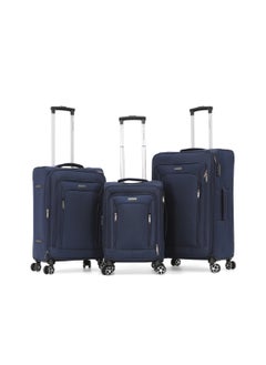 GIORDANO Giordano Softside Luggage Trolley Bag 3 Pieces set,Navy (S-20,M-24,L-28 Inch)  - Image 1
