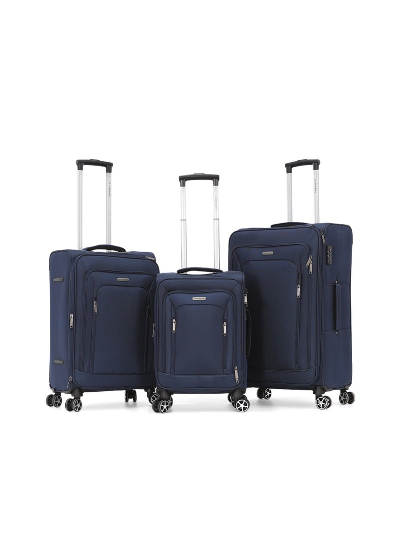 GIORDANO Giordano Softside Luggage Trolley Bag 3 Pieces set,Navy (S-20,M-24,L-28 Inch)  - Image 1