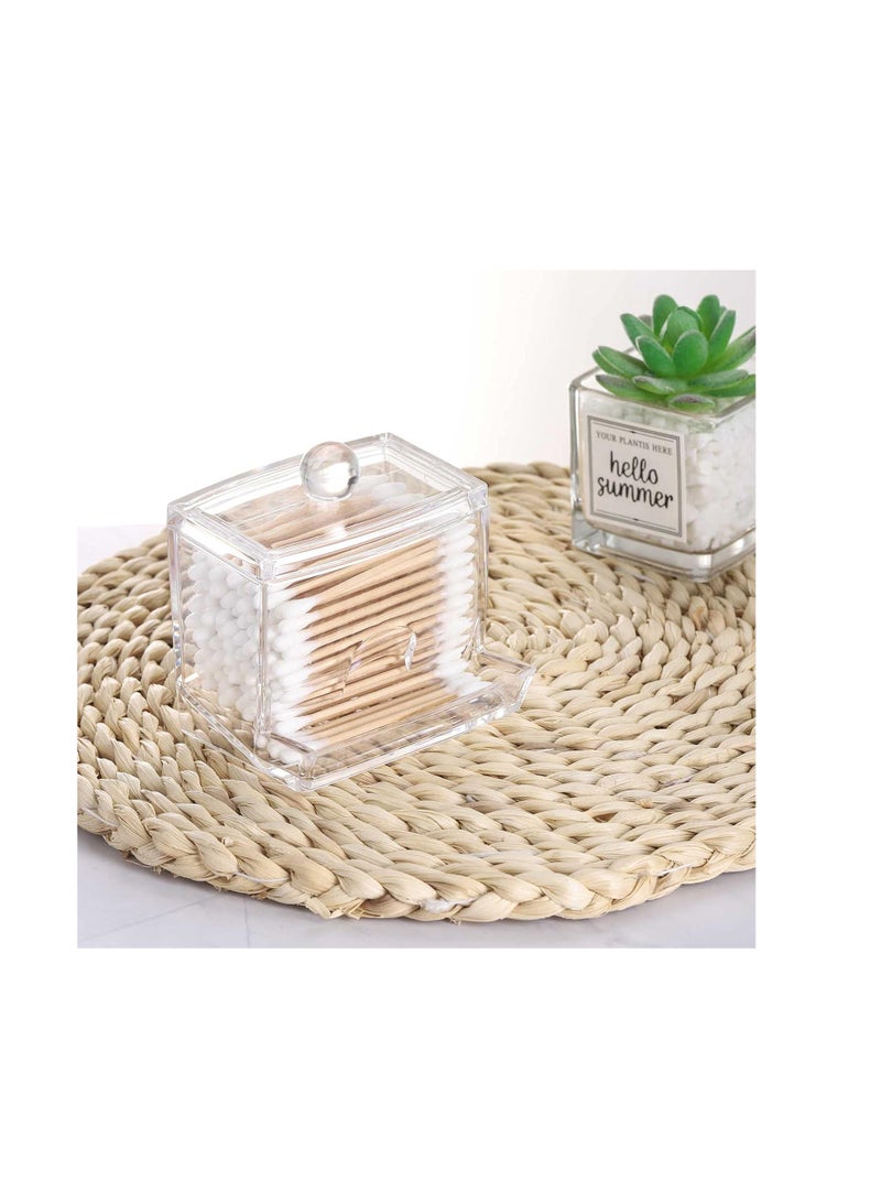 موزع أعواد قطنية أكريليك شفاف، حامل أعواد قطنية، صندوق تخزين أعواد قطنية شفاف - Image 1