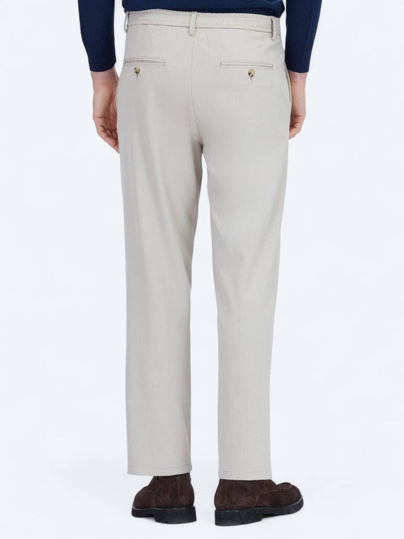 Kip Beige Weaving Jogging Fit Recycled Casual Trousers - Image 5