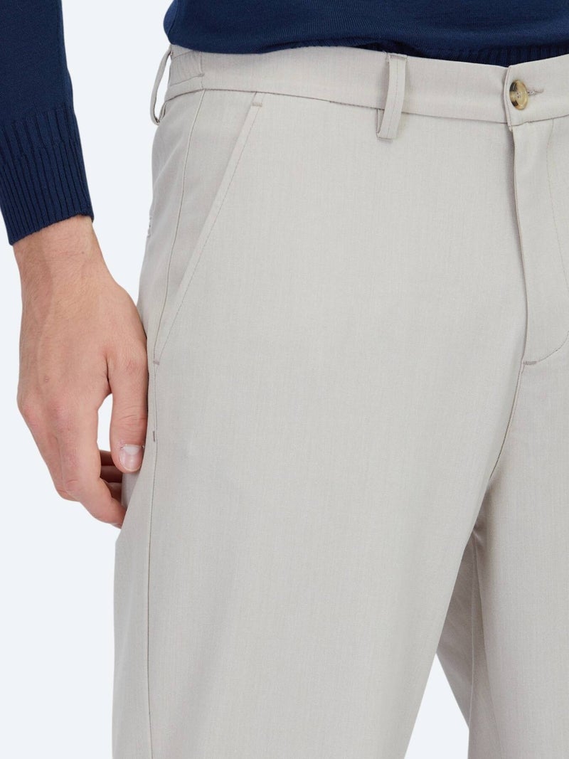Kip Beige Weaving Jogging Fit Recycled Casual Trousers - Image 4