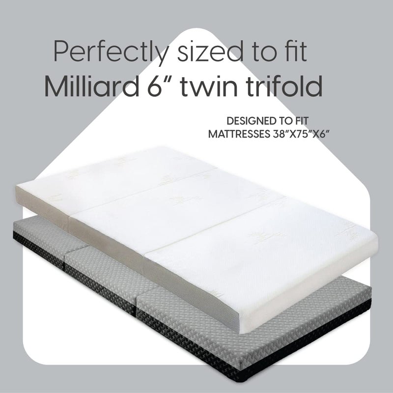 milliard Fitted Sheet for The Milliard Trifold Mattress  Super Soft and Cozy Washable Grey Sheet (Single  4"") - Image 2