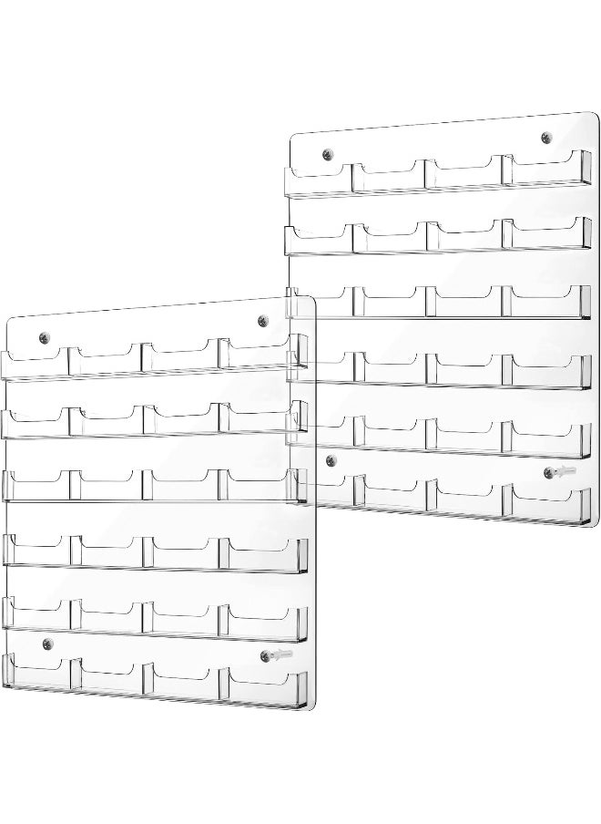 TPGP 2 Pieces Acrylic Business Card Holder Wall Mount Clear Sticker Display Rack Multiple Clear Acrylic Card Organizer Sticker Display Stand Pre Drilled Index Card Storage  - Image 1