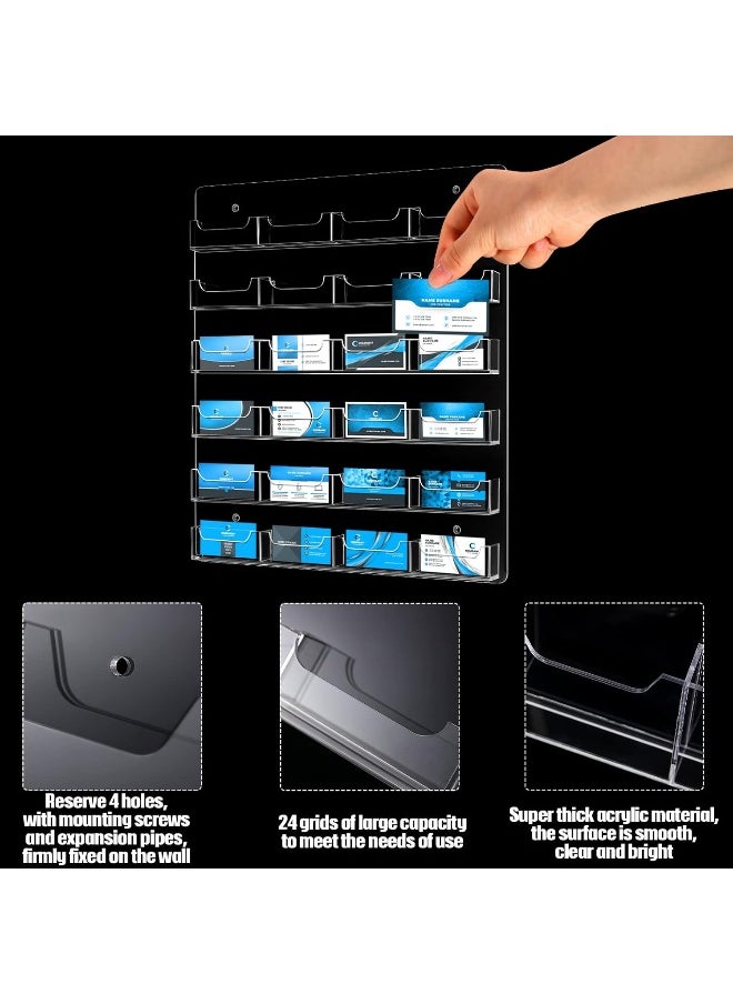 TPGP 2 Pieces Acrylic Business Card Holder Wall Mount Clear Sticker Display Rack Multiple Clear Acrylic Card Organizer Sticker Display Stand Pre Drilled Index Card Storage  - Image 3