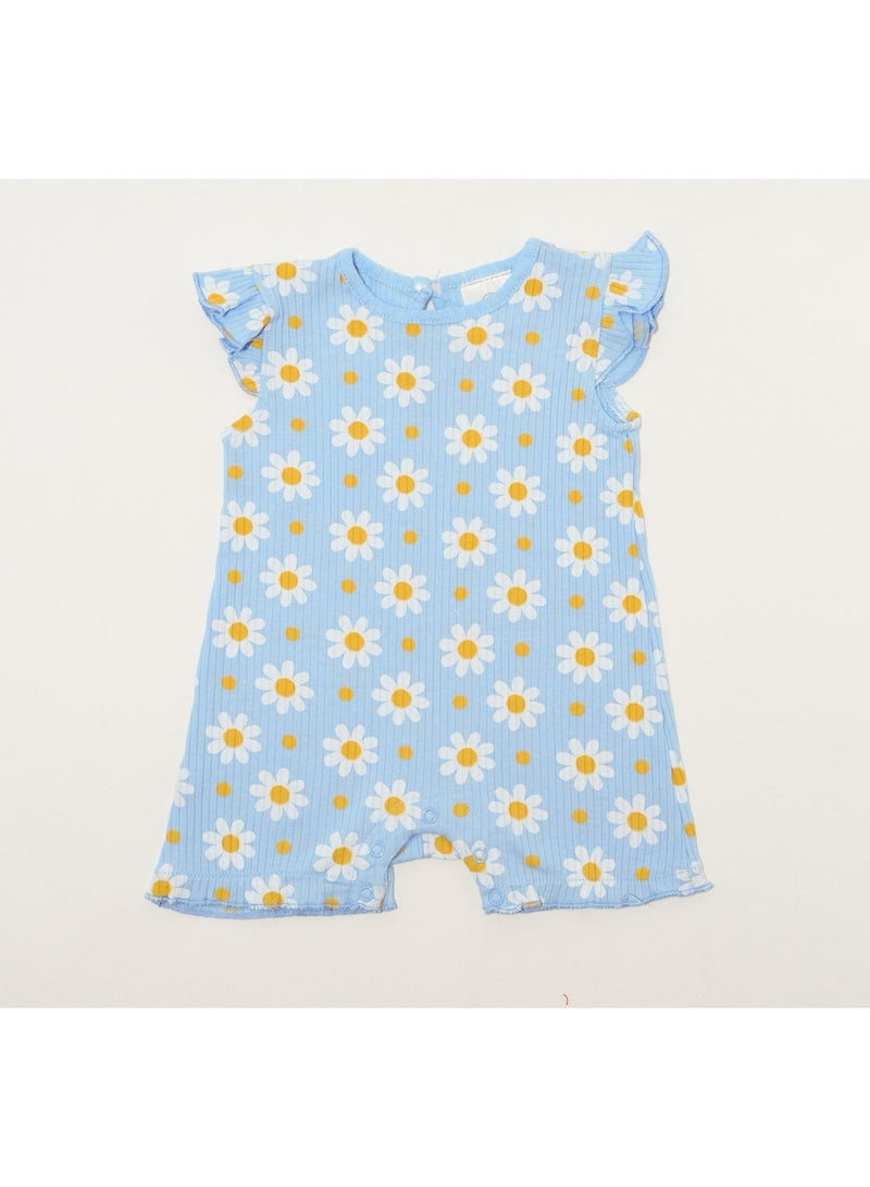 Bambimici Daisy Flower Printed Bodysuit Short Sleeve 2-Piece - Image 5