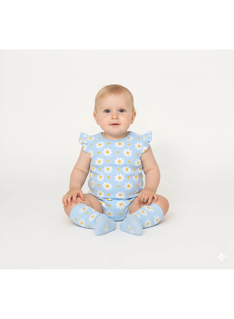 بمبىمىشى بودي سوت بأكمام قصيرة بطبعة زهرة الأقحوان من بامبي ميتشي قطعتين