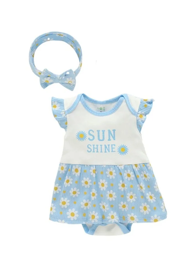 بمبىمىشى Bambimici Daisy Flower Printed Bodysuit Short Sleeve 2-Piece