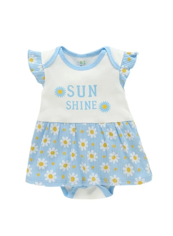 Bambimici Bambimici Daisy Flower Printed Bodysuit Short Sleeve 2-Piece