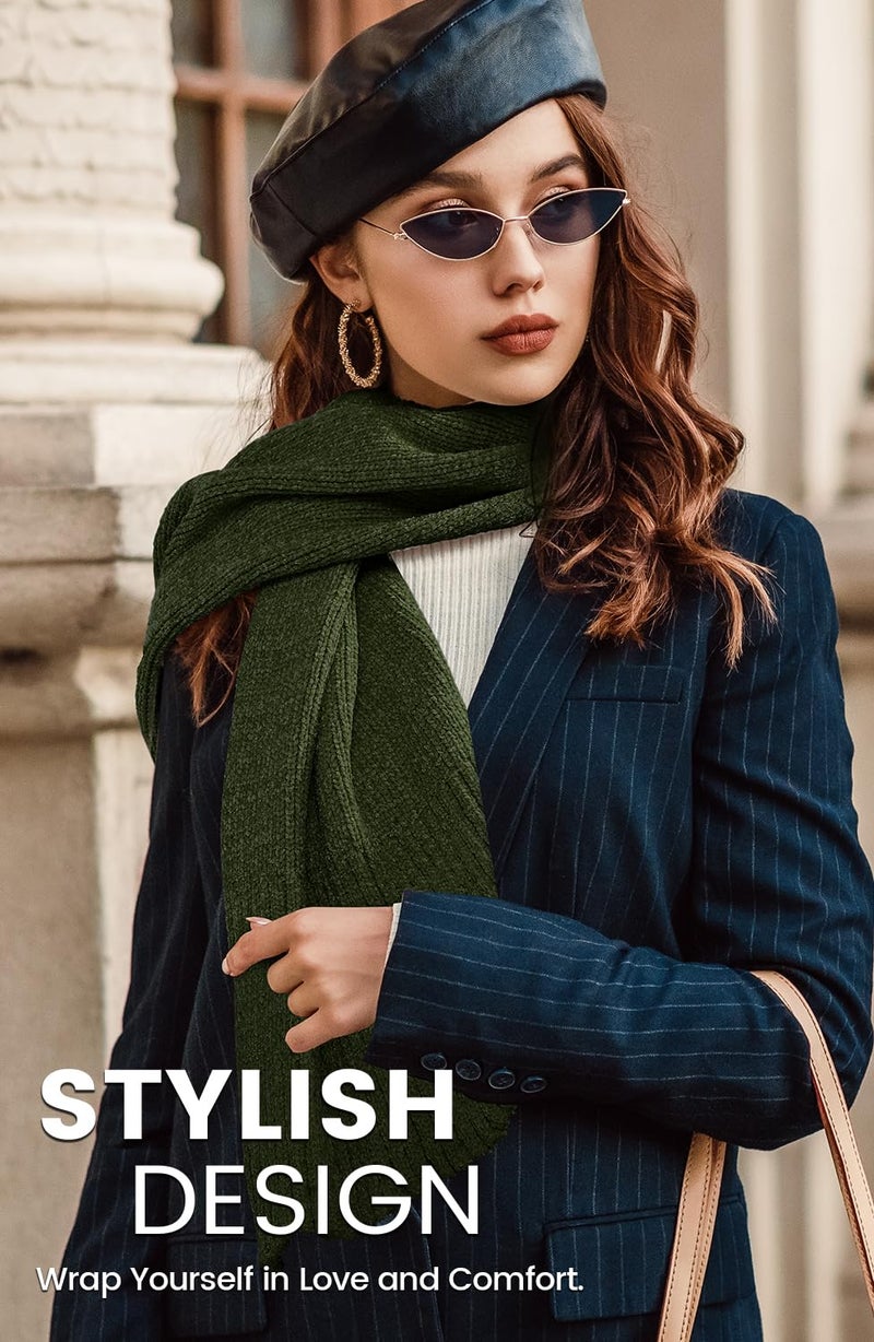 Pleneal Scarf for Women,Soft Chenille Winter Scarves, Womens Warm Scarf for Cold Weather,Green - Image 5