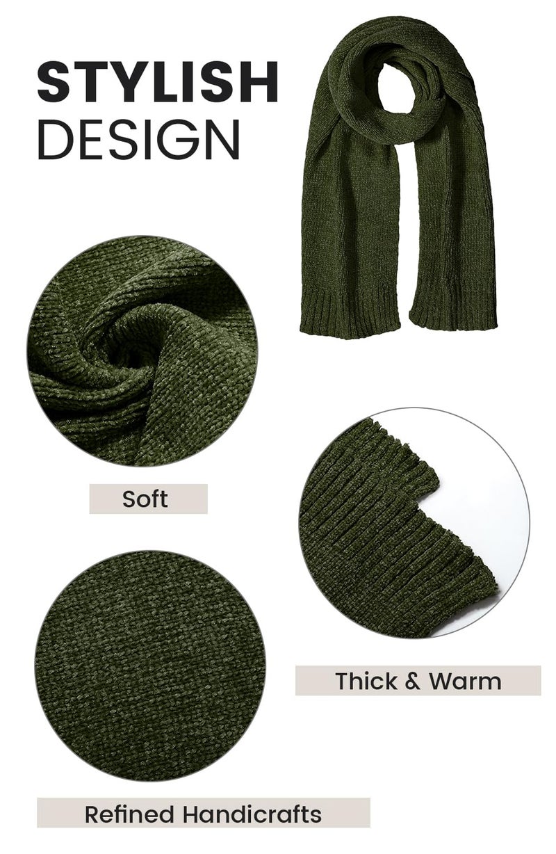 Pleneal Scarf for Women,Soft Chenille Winter Scarves, Womens Warm Scarf for Cold Weather,Green - Image 4