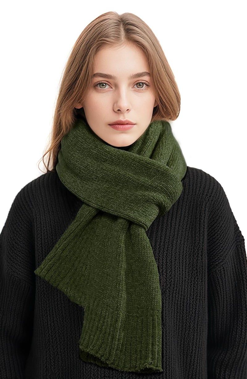 Pleneal Scarf for Women,Soft Chenille Winter Scarves, Womens Warm Scarf for Cold Weather,Green - Image 2