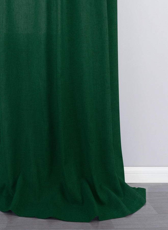 KOUFALL Emerald Green Christmas Curtains for Living Room,Dark Academia Sheer Linen Holiday Jewel Tone Decor Moody Curtains for Bedroom 84 Inches Long 2 Panels Set - Image 5