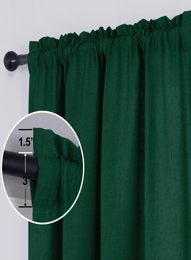 KOUFALL Emerald Green Christmas Curtains for Living Room,Dark Academia Sheer Linen Holiday Jewel Tone Decor Moody Curtains for Bedroom 84 Inches Long 2 Panels Set - Image 4