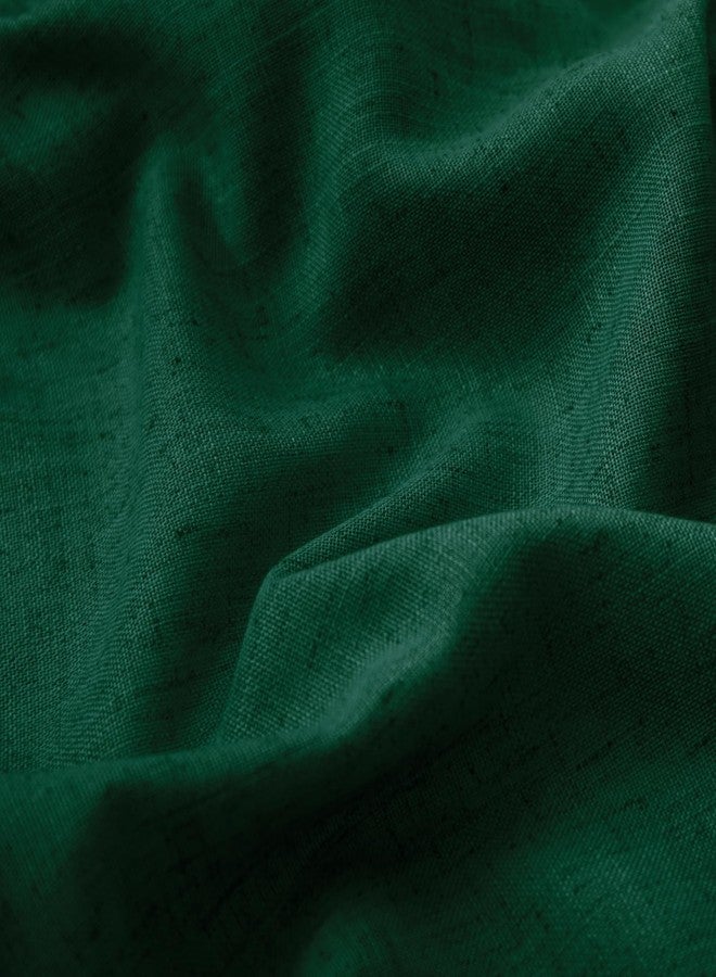 KOUFALL Emerald Green Christmas Curtains for Living Room,Dark Academia Sheer Linen Holiday Jewel Tone Decor Moody Curtains for Bedroom 84 Inches Long 2 Panels Set - Image 3