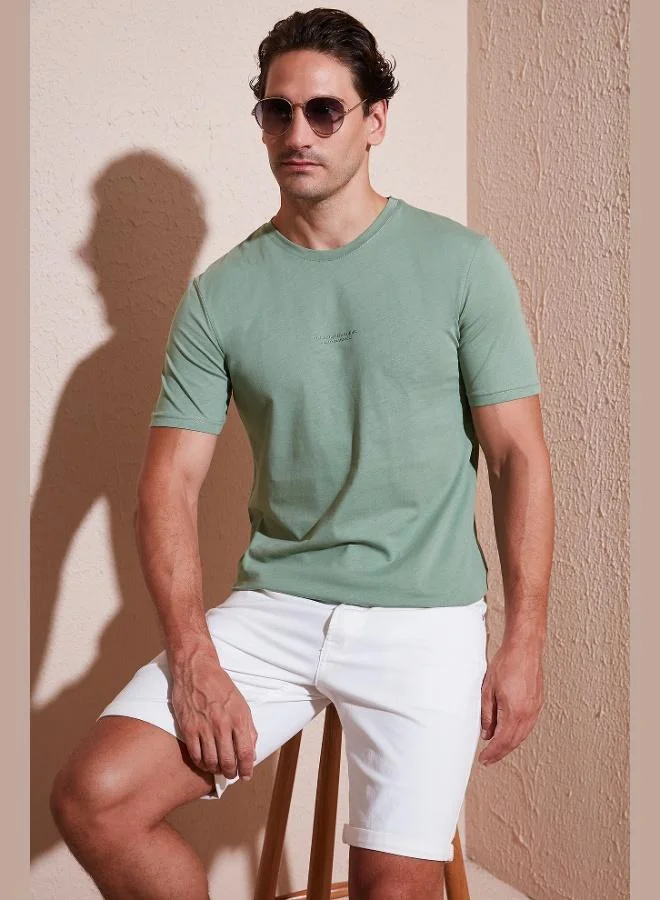 بوراتي تي شيرت رجالي قطن بطبعة من بوراتي بقصة عادية ورقبة دائرية