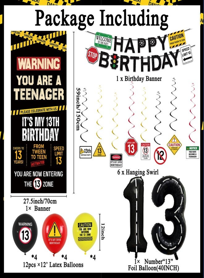 Roetyce Caution 13th Birthday Banner Decorations - Image 2
