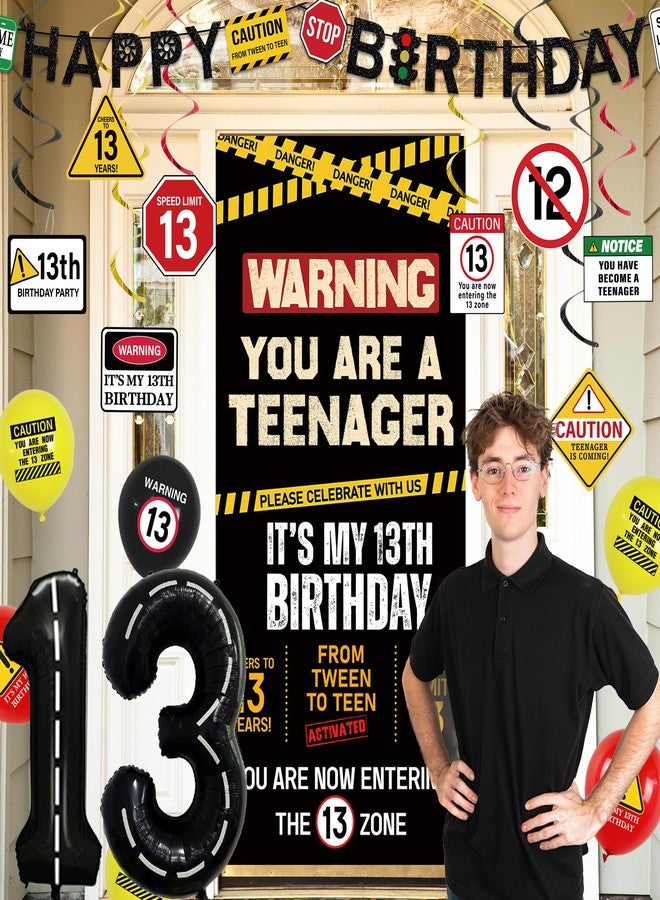 Roetyce Caution 13th Birthday Banner Decorations - Image 3