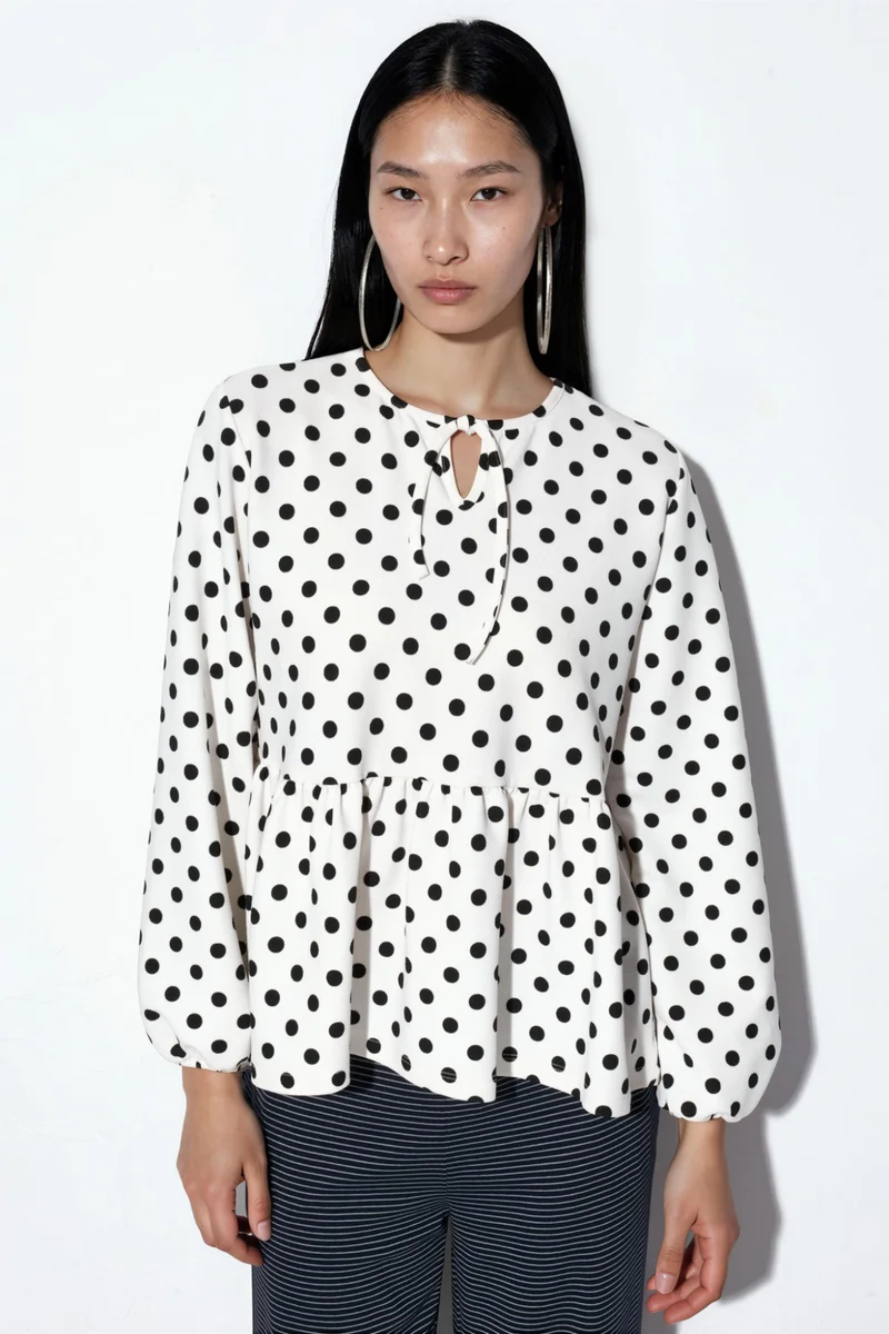 Big Dart BDART Polka Dot Crepe Tie-Detail Blouse