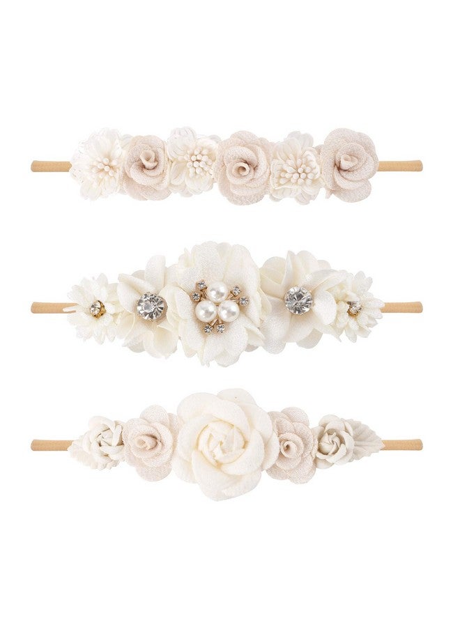 mligril Baby Headbands Set Flower Hair Bows Accessories-Elastic Hair Band Crown Floral Wraps Birthday Gifts For Girls Newborn Infant Toddler 3Pcs  - Image 1