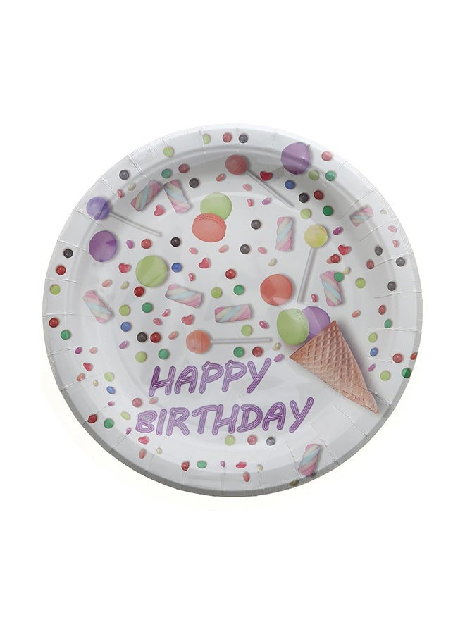 7-Inch White Happy Birthday Party Plates (Pack of 10) Ideal for Party, Celebration, Decoration, Theme, Birthdays  - Image 1