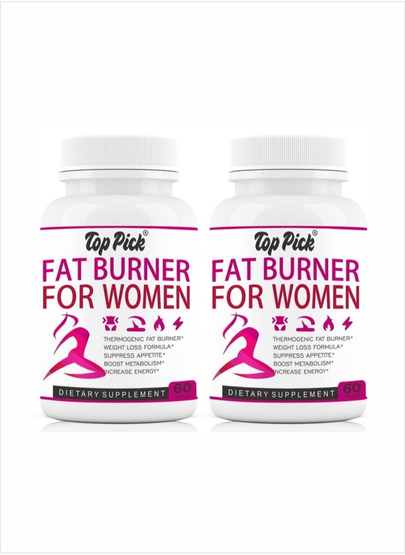 Top Pick Thermogenic Fat Burner For Women 60 Capsules Pack of 2 