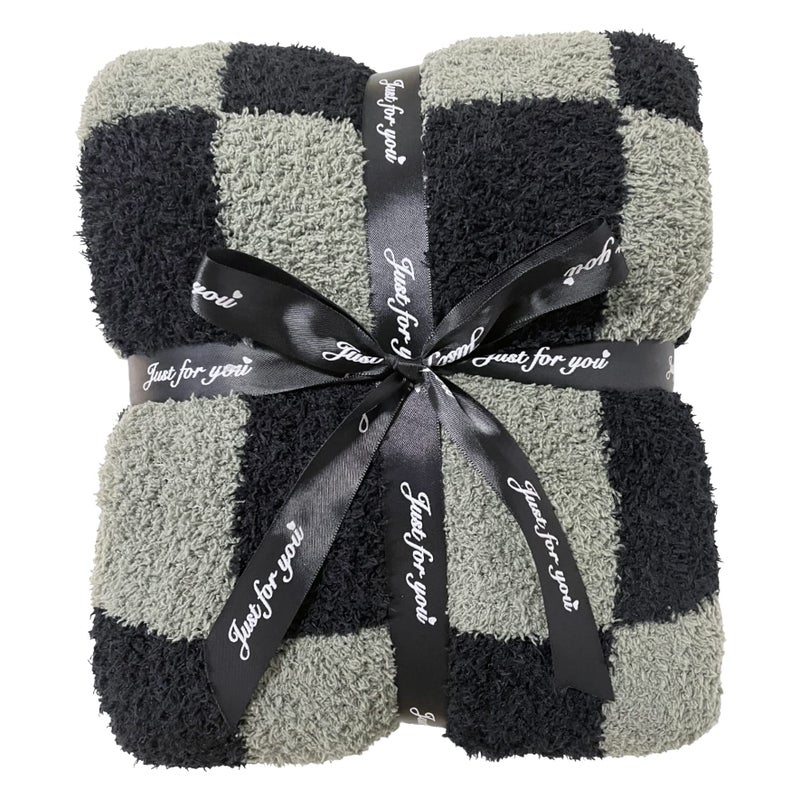 Ultra Soft Checkered Blanket Black Cozy Buffalo Check Throw Fluffy Knitted Reversible Throw Blanket Lightweight Fleece Checkerboard Grid Blanket for Sofa Couch Bed Travel GraphiteCarbon 51x63