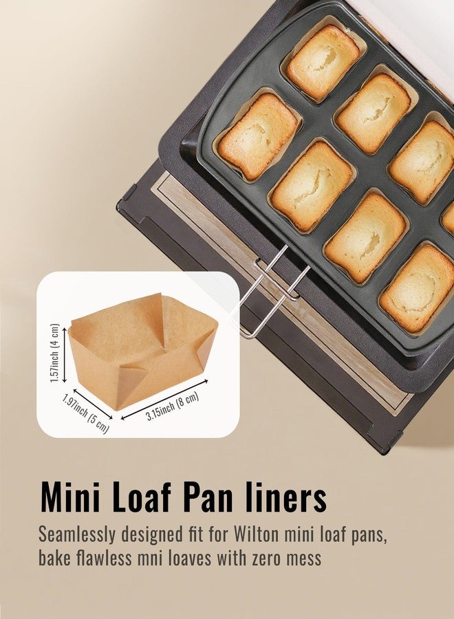 Bake Choice 100 Pcs Mini Loaf Pan Liners Compatible with Wilton Mini Loaf Pan, Natural Parchment Paper Petite Loaf Baking Cups for Cupcake, Muffin, Brownies, 3.74 * 2.36 * 1.57inch - Image 2