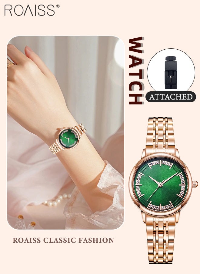 رويس ساعة كوارتز أنيقة للنساء بسوار من الفولاذ، شاشة عرض تناظرية، ميناء مزخرف بنقشة الشمس مع زخرفة من الزركونيوم والألماس، مقاومة للماء، ساعة يد فاخرة خفيفة الوزن بسيطة كهدية للنساء - Image 1