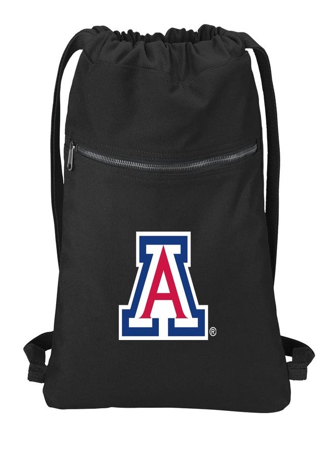 Broad Bay University of Arizona Drawstring Backpack 100% COTTON Arizona Wildcats Cinch Bag (Black) - Image 1
