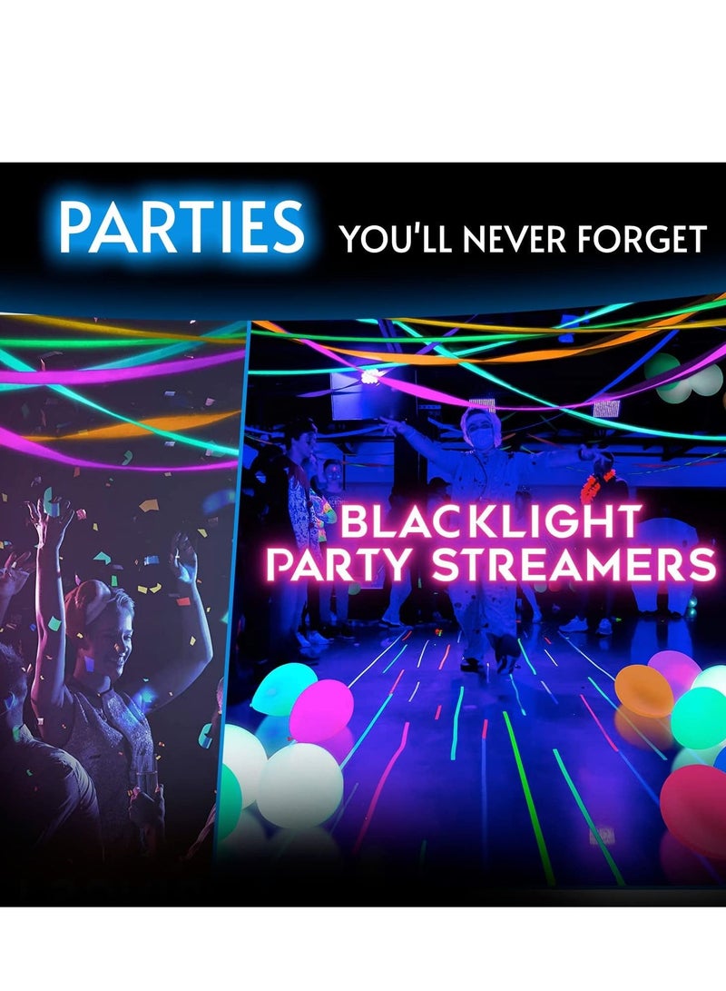 Black Light Streamers Fluorescent Rolls Premium UV Reactive Neon Crepe Paper Perfect for Blacklight Birthday Decorations and Events Glow in the Dark Party Supplies 8 Pack of 100ft  - Image 3