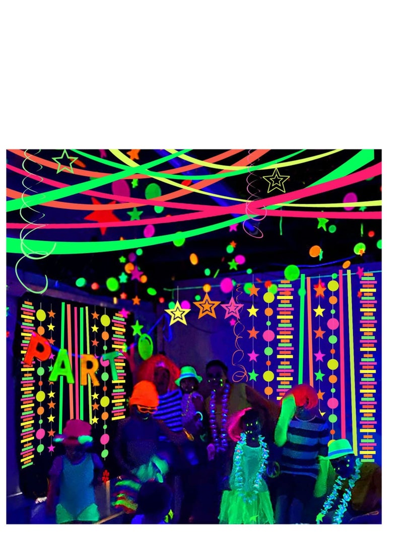 Black Light Streamers Fluorescent Rolls Premium UV Reactive Neon Crepe Paper Perfect for Blacklight Birthday Decorations and Events Glow in the Dark Party Supplies 8 Pack of 100ft  - Image 5