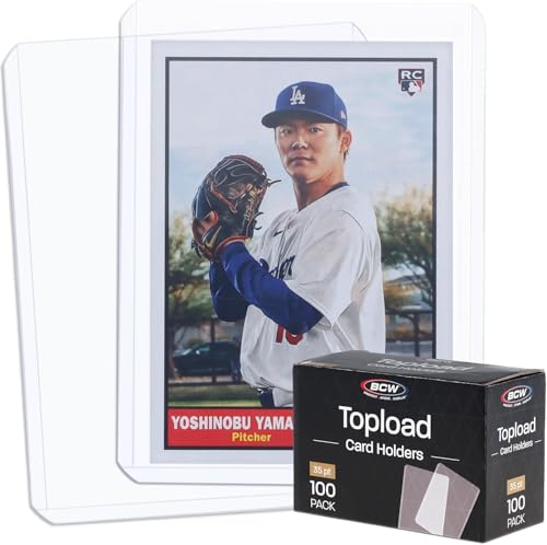 BCW 3x4 Standard Topload Card Holders 100 Pack Top Loaders for Cards Rigid Card Protector Fits Standard Size Cards Up to 35pt - Image 1