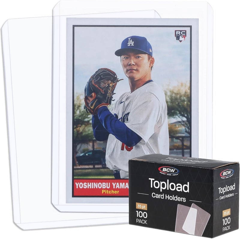 BCW 3x4 Standard Topload Card Holders 100 Pack Top Loaders for Cards Rigid Card Protector Fits Standard Size Cards Up to 35pt - Image 2