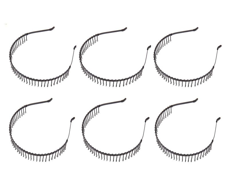 Suoirblss Suoirblss 6 PCS 31 Teeth Unisex Black Metal Toothed Hairdressing Hair Band Head Band Hair Hoop Hair Comb Headwear Accessory for Women and Men