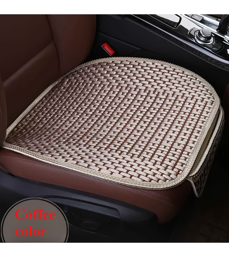 2pc Full Ice Silk Sole Car Seat Cushion Textured Gray Ventilated Cool Mat Multi Season Fit Various Vehicle Models - Image 5