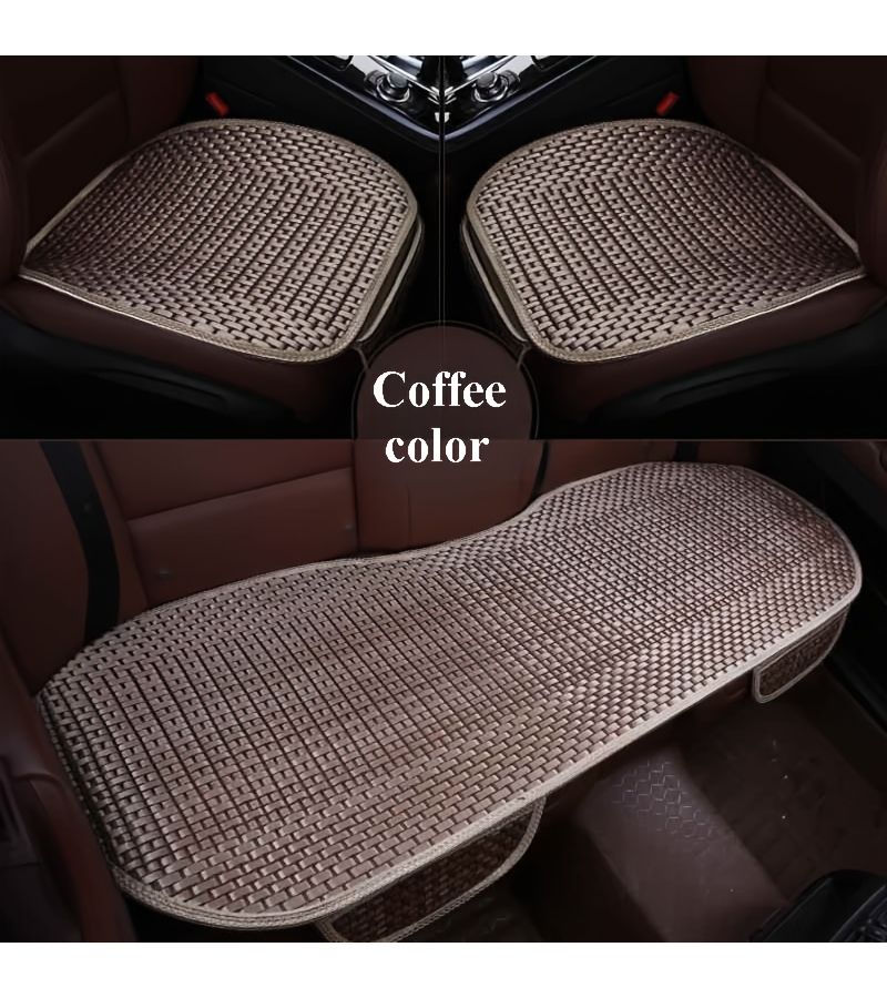 2pc Full Ice Silk Sole Car Seat Cushion Textured Gray Ventilated Cool Mat Multi Season Fit Various Vehicle Models - Image 1