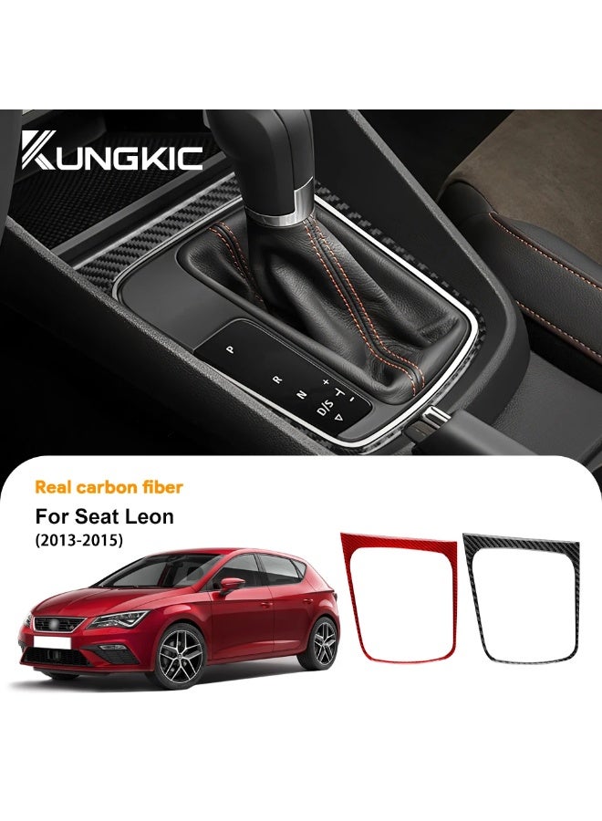 KUNGKIC Real Soft Carbon Fiber For Seat Leon MK3 2013 2014 2015 LHD RHD Car Gear Shift Frame Panel Sticker Trim Interior Accessories - Image 2