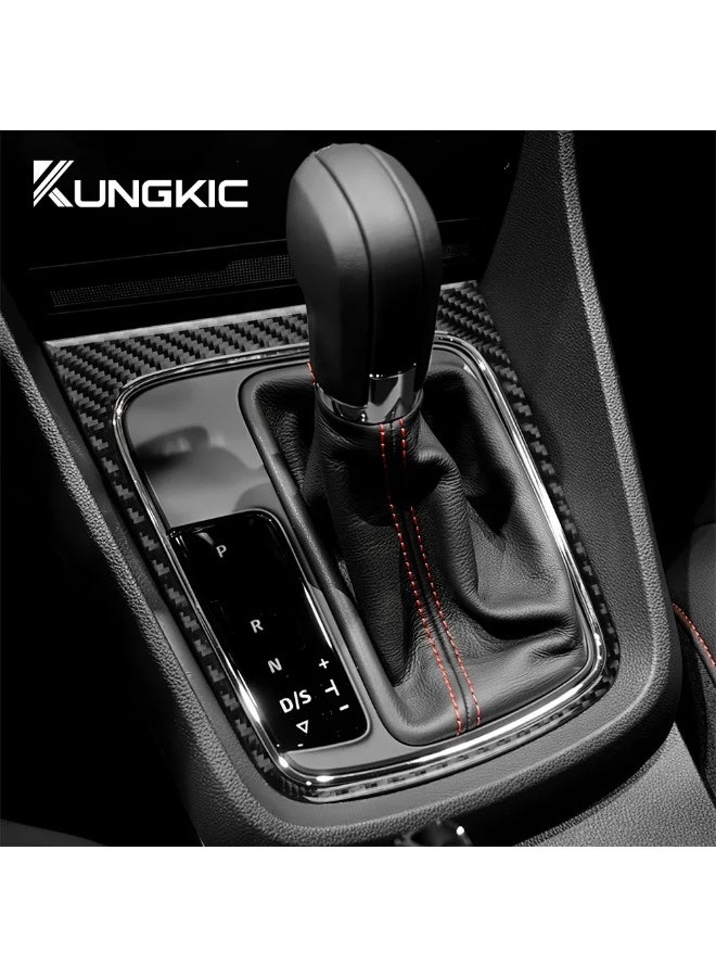 KUNGKIC Real Soft Carbon Fiber For Seat Leon MK3 2013 2014 2015 LHD RHD Car Gear Shift Frame Panel Sticker Trim Interior Accessories - Image 5