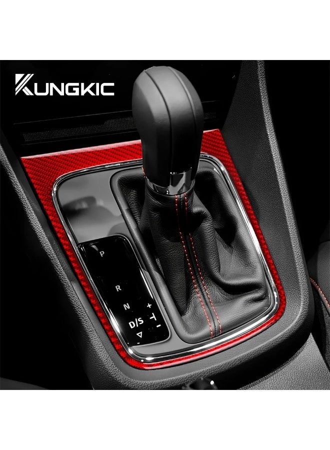 KUNGKIC Real Soft Carbon Fiber For Seat Leon MK3 2013 2014 2015 LHD RHD Car Gear Shift Frame Panel Sticker Trim Interior Accessories - Image 4