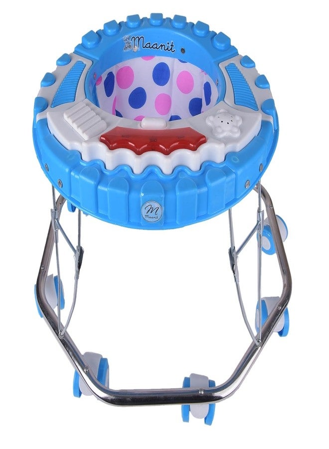 Maanit Walker with Foldable,Cushion Seat | Activity Walker for Baby with Musical Toy Bar | Walker Boys and Girls (Blue) - Image 2